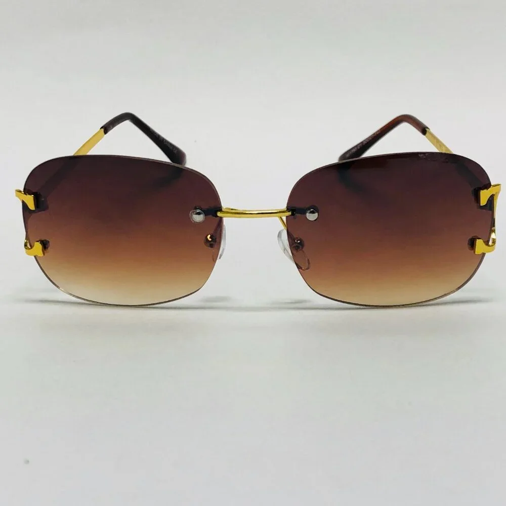 Men Sunglasses Brown Lens Square Gold Frame Street Wear Light‎ Weight Lentes New